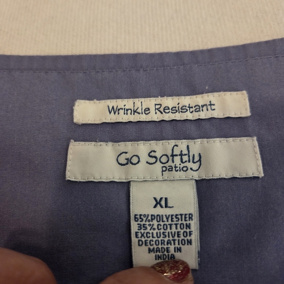 GO SOFTLY PATIO Perwinkle Bead Embroidered Full Zip Patio/House Dress MuuMuu XL - Picture 11 of 12